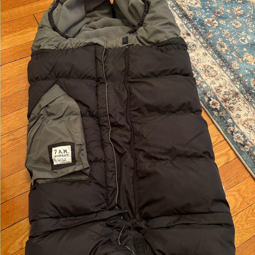 7 A.M. Enfant 212 Black and Gray Puffy stroller blanket/cover
